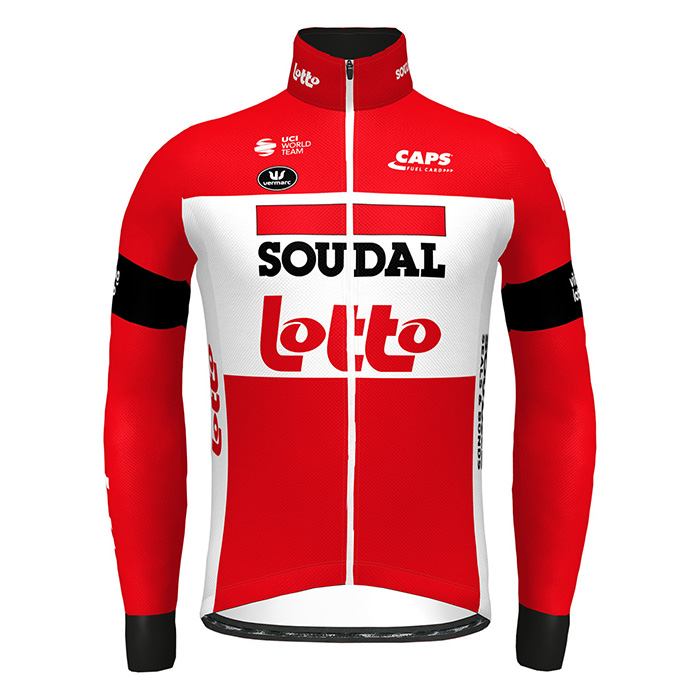 2022 Fahrradbekleidung Lotto Soudal Rot Trikot Langarm und Tragerhose